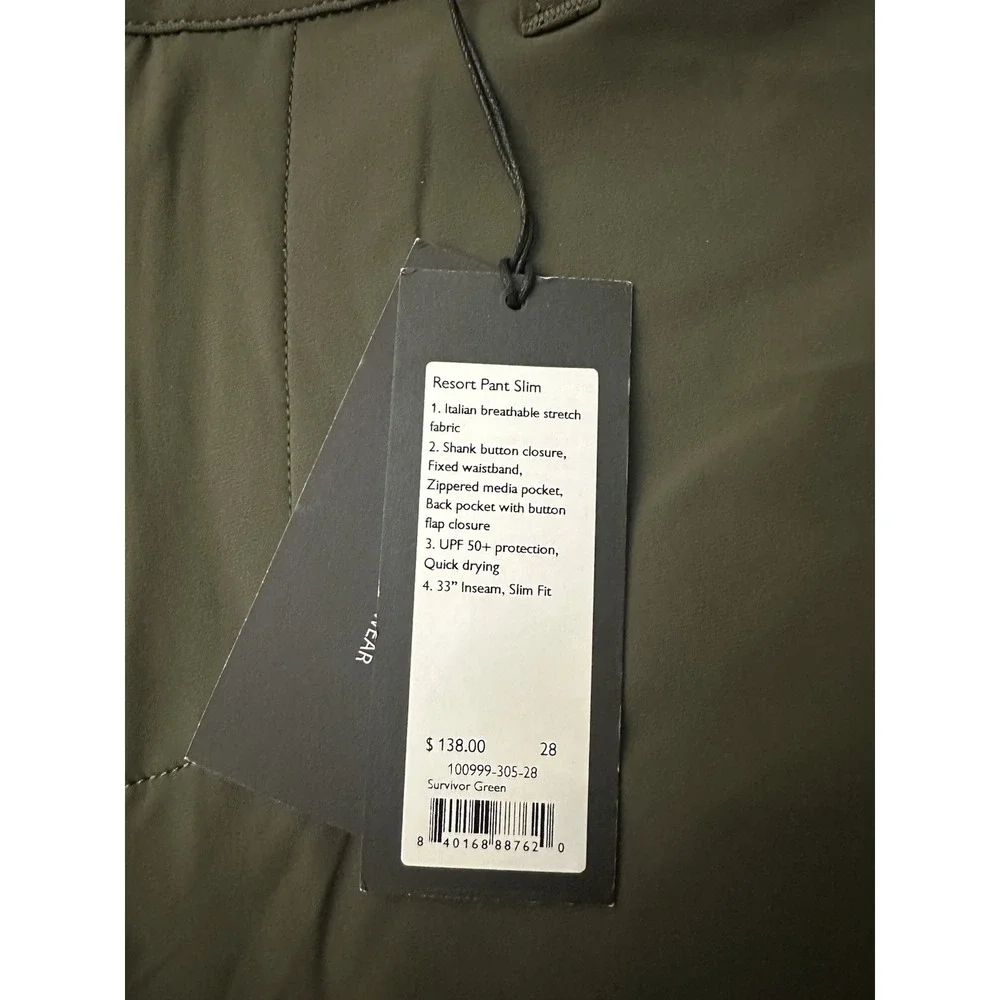 Rhône Resort Pants Golf Athletic Men's 28x32 Green NWT